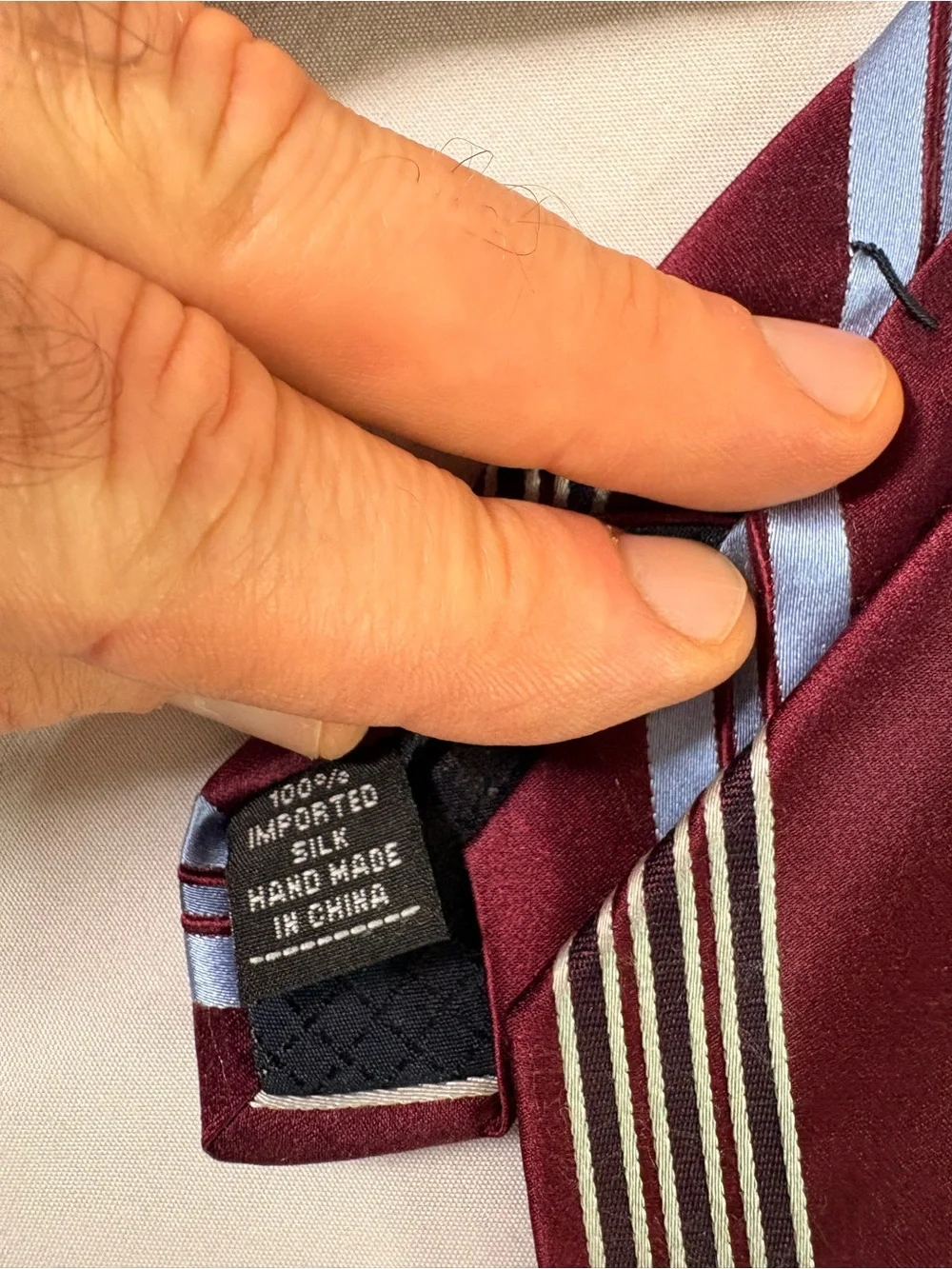 Striped Burgundy and Light Blue Men's Tie